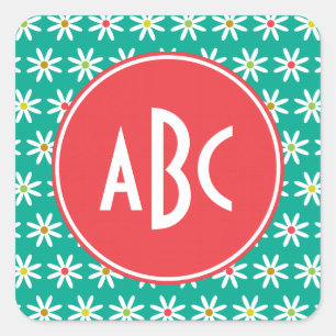 Sticker Carré Points de marguerite monogrammes