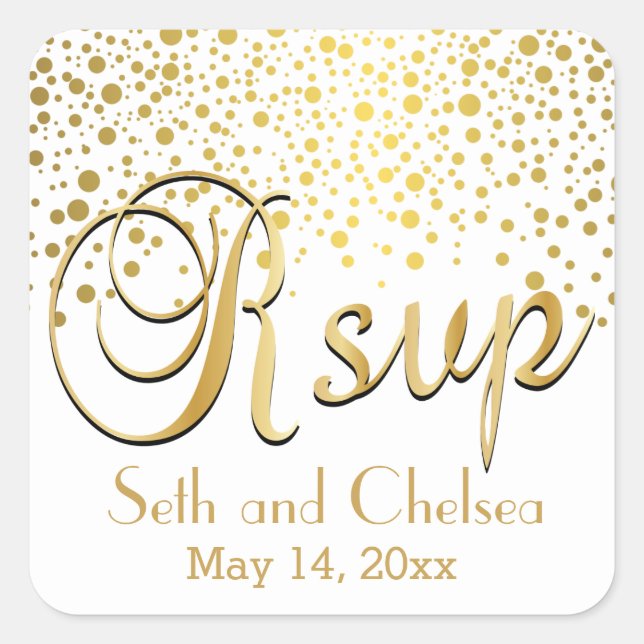 Sticker Carré Points d'or RSVP | Personnaliser (Devant)
