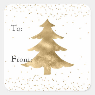 Sticker Carré Points étincelants d'or blanc Arbre de Noël