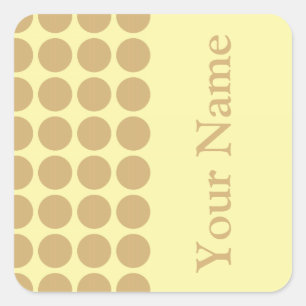 Sticker Carré Points neutres en crème putty avec texte de nom