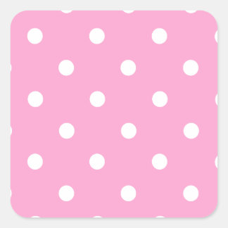 Sticker Carré Pois blancs avec Arrière - plan rose