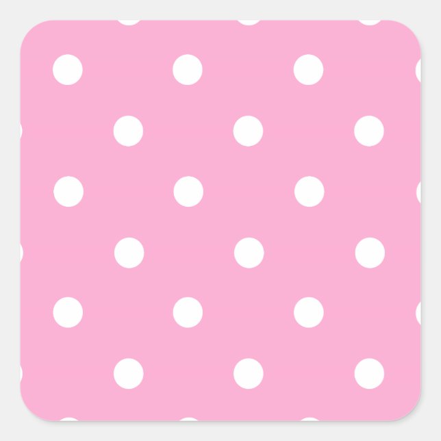 Sticker Carré Pois blancs avec Arrière - plan rose (Devant)