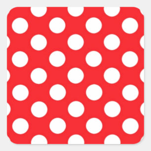 Sticker Carré Pois blancs sur Arrière - plan rouge