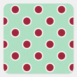 Sticker Carré Pois en rouge foncé sur vert pâle