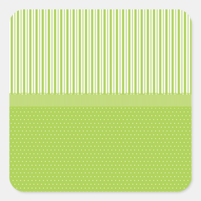 Sticker Carré Pois Green White Stripes avec ruban (Devant)