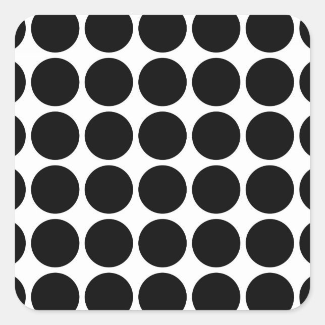 Sticker Carré Pois noirs en blanc (Devant)