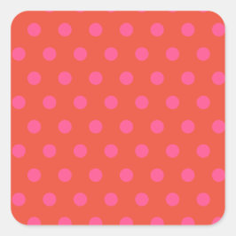 Sticker Carré Pois rose et rouge orange monogrammé