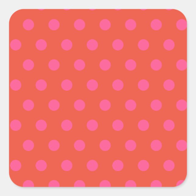 Sticker Carré Pois rose et rouge orange monogrammé (Devant)