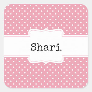 Sticker Carré Pois roses et blancs personnalisés