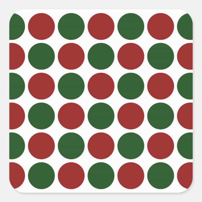 Sticker Carré Pois rouges et verts en blanc (Devant)