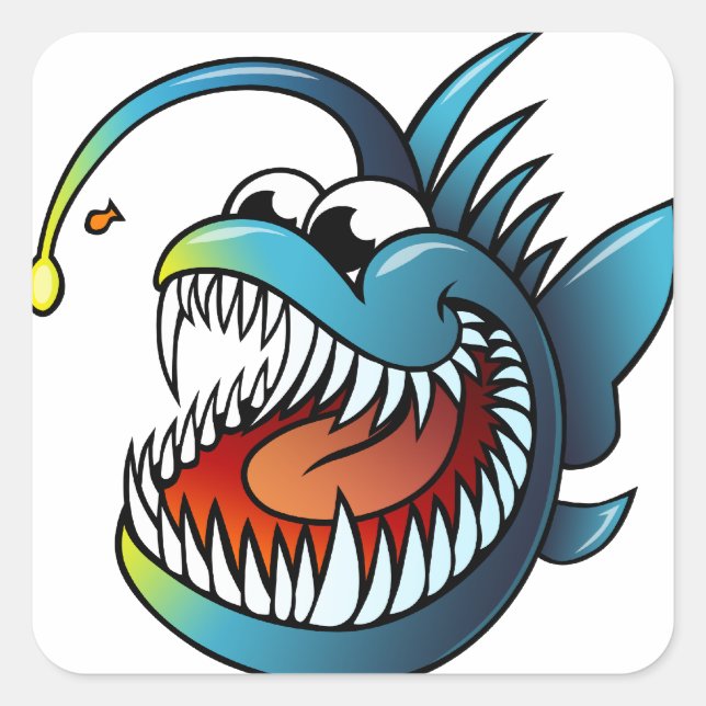 Sticker Carré Poisson à caricature (Devant)
