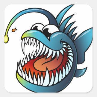 Sticker Carré Poisson à caricature