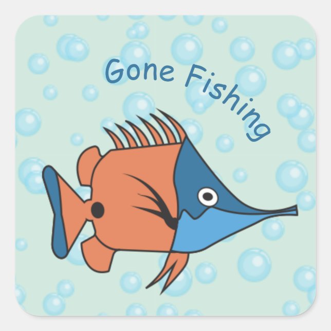 Sticker Carré Poisson Carton mignon (Devant)
