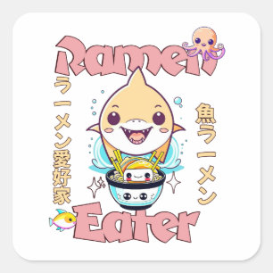Sticker Carré Poisson de requin Ramen Mater - cuisine asiatique