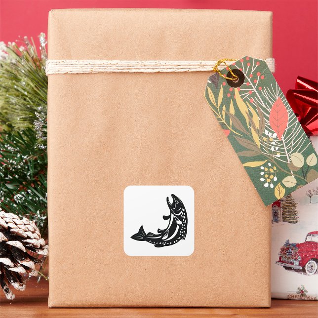 Sticker Carré Poisson de truite (Créateur téléchargé)