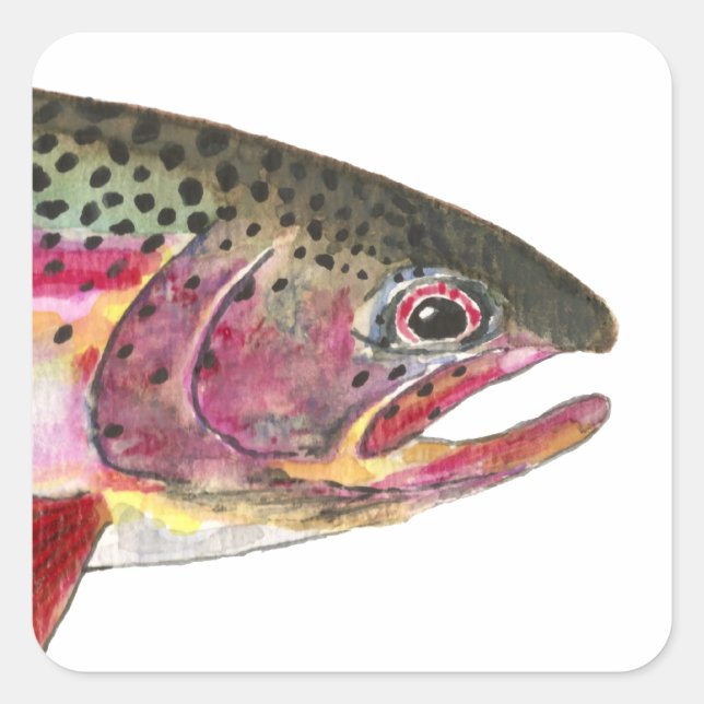 Sticker Carré Poisson de truite arc-en-ciel (Devant)