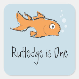 Sticker Carré Poisson Or mignon