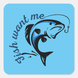Sticker Carré Poisson veut moi