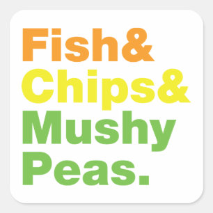 Sticker Carré Poissons & Chips & Pois Musqués.