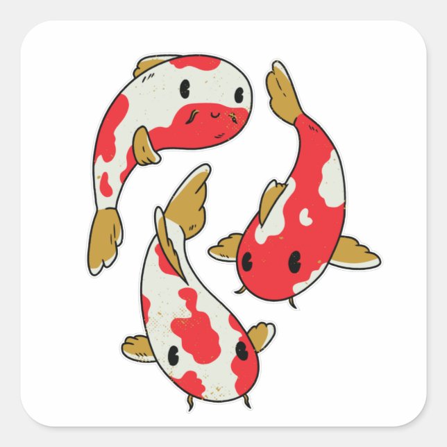 Sticker Carré Poissons de Koi (Devant)