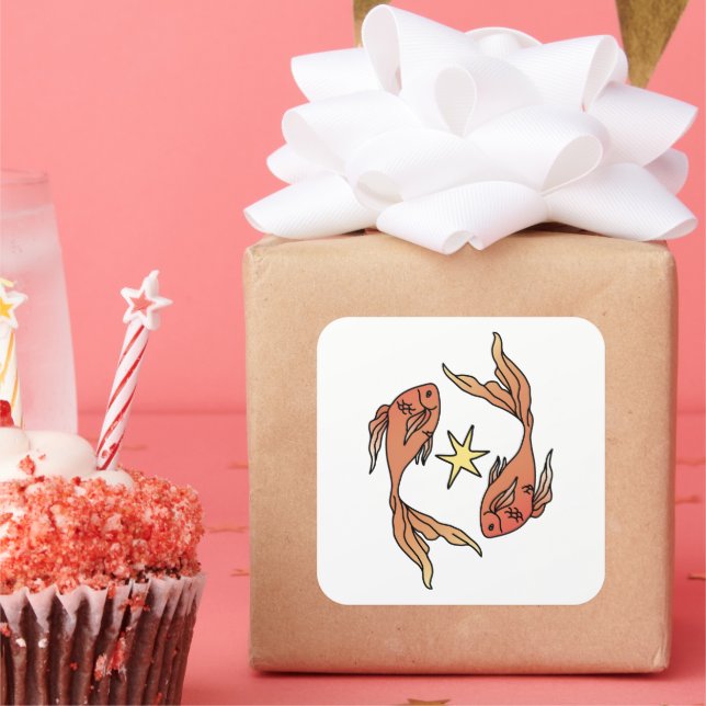 Sticker Carré Poissons Zodiac (Fête)