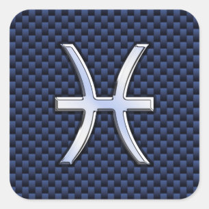 Sticker Carré Poissons Zodiac sur Blue Carbon Fibre Print