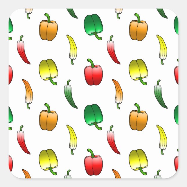 Sticker Carré Poivrons Bell et poivrons doux longs (Devant)