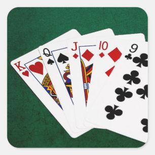 Sticker Carré Poker Hands - Droit - Roi À Neuf