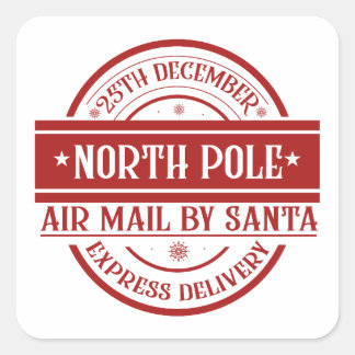 Sticker Carré Pôle Nord courrier aérien par Père Noël