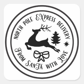 Sticker Carré Pôle Nord de Noël Reindeer de livraison d'Express