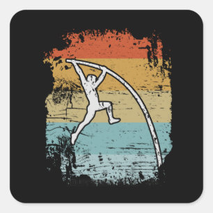 Sticker Carré Pole Vault Pole Vaulting Retro