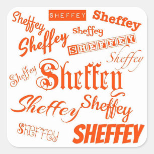 Sticker Carré Polices Orange Sheffey - 9569 pour mariage