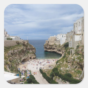 Sticker Carré Polignano a Mare ville plage dans Pouilles autocol