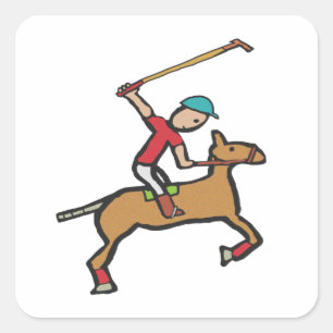 Sticker Carré Polo Jouer cheval et cavalier