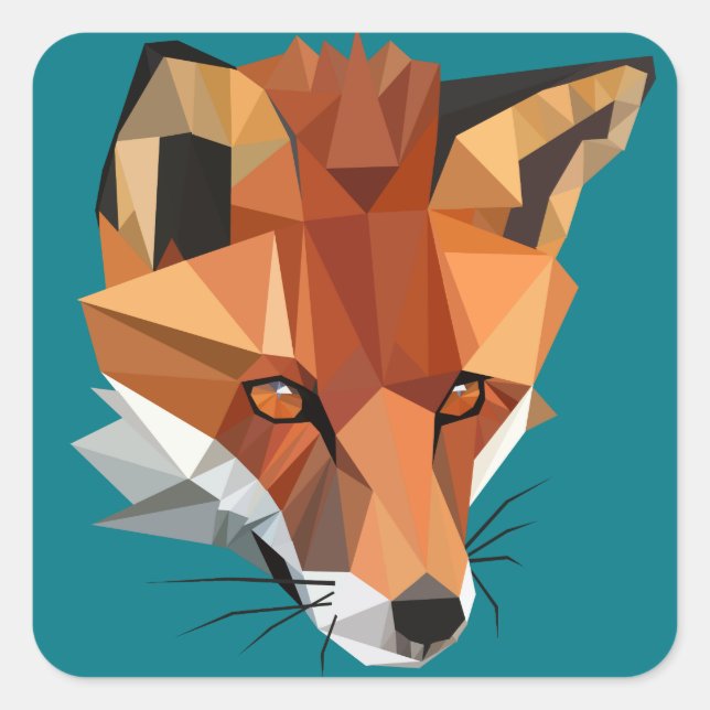 Sticker Carré Polygon moderne Fox personnalisé (Devant)