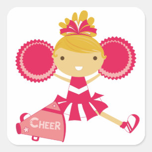 Sticker Carré Pom-pom girl en rouge