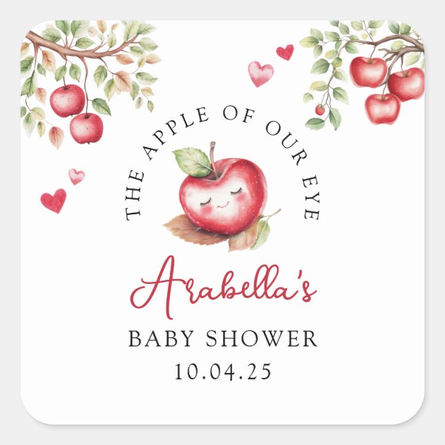 Sticker Carré Pomme Douce De Notre Baby shower Oeil (Devant)