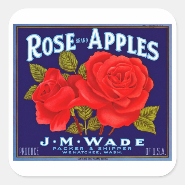 Sticker Carré Pommes de marque rose (Devant)