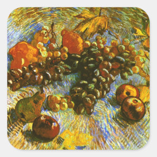 Sticker Carré Pommes poires citrons et raisins Van Gogh Art
