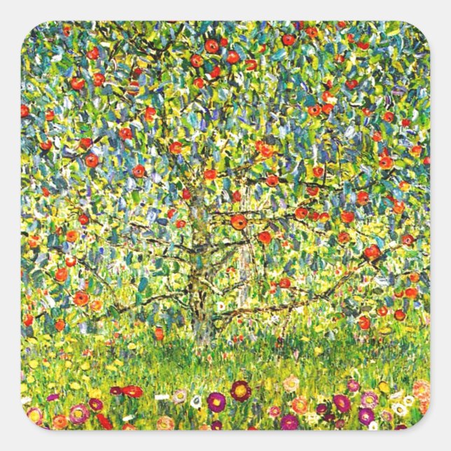 Sticker Carré Pommier et fleurs 1912 (Devant)