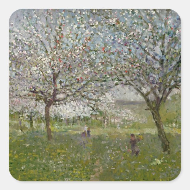 Sticker Carré Pommiers en fleurs (Devant)