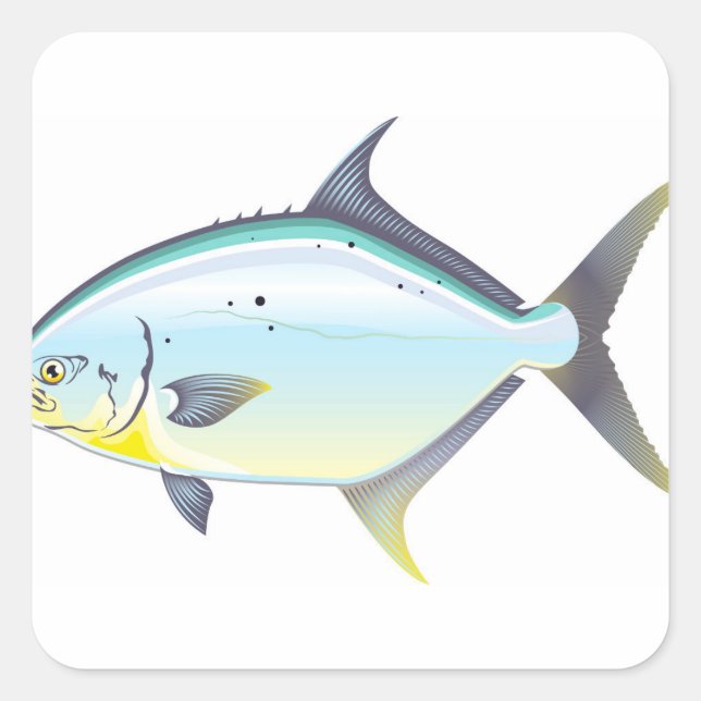 Sticker Carré Pompano Floride, illustration du vecteur poisson (Devant)