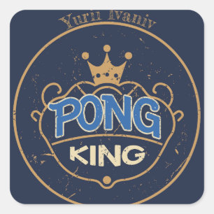 Sticker Carré Pong King bleu