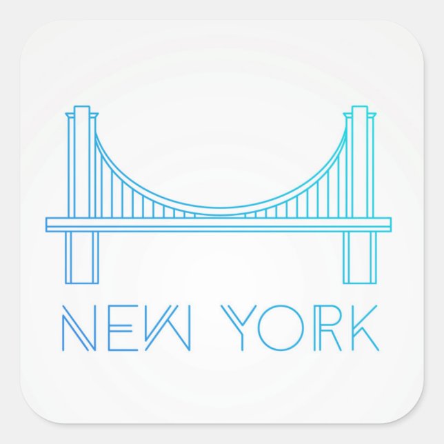 Sticker Carré Pont Brooklyn | New York City (Devant)