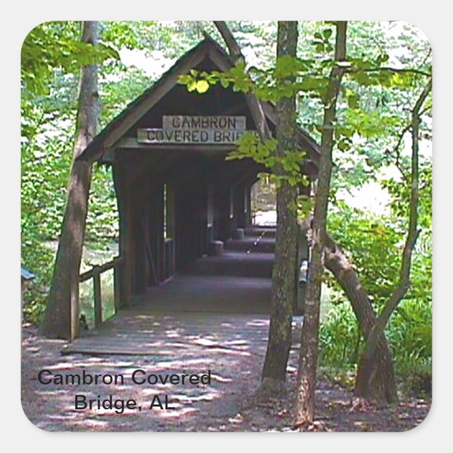 Sticker Carré Pont couvert de Cambron, Comté de Madison, Alabama (Devant)