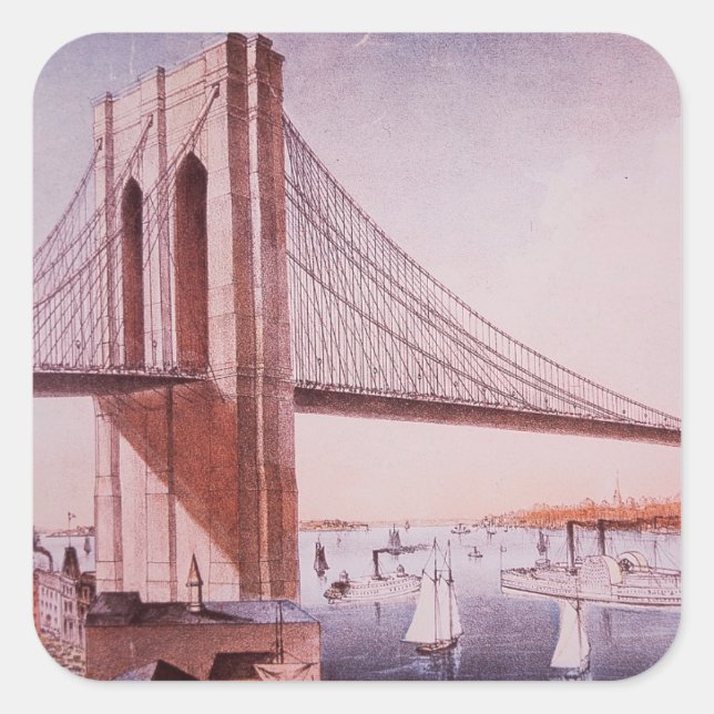 Sticker Carré Pont de Brooklyn (Devant)