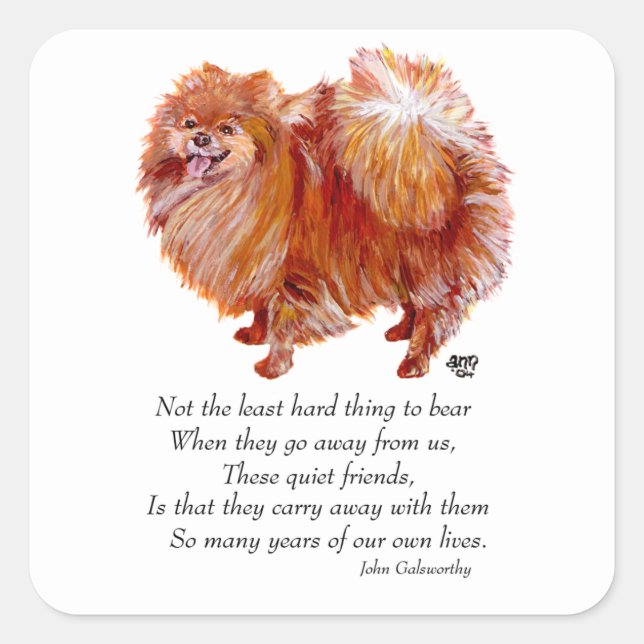 Sticker Carré Pont de Poméranian Rainbow (Devant)