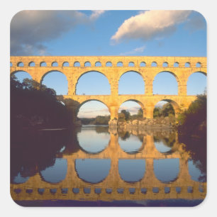 Sticker Carré Pont du Gard, rivière Gardon, Gard, Languedoc,