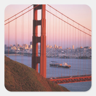 Sticker Carré Pont du Golden Gate ; San Francisco ; Californie ;