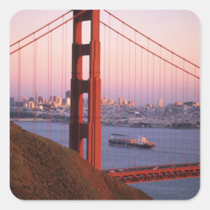Sticker Carré pont Golden Gate; San Francisco; Californie;
